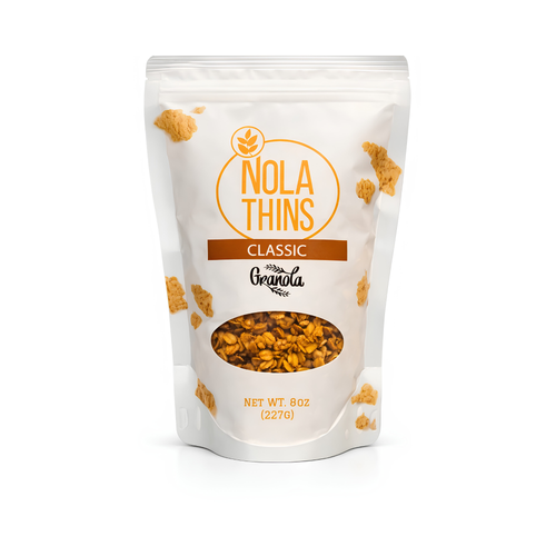 NolaThins Classic Granola 8oz bag — gluten-free vegan granola with rolled oats, sunflower seeds, and maple