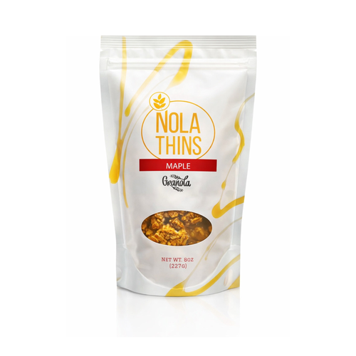 NolaThins Maple Granola 8oz bag — gluten-free vegan small-batch granola with pure maple syrup and golden clusters
